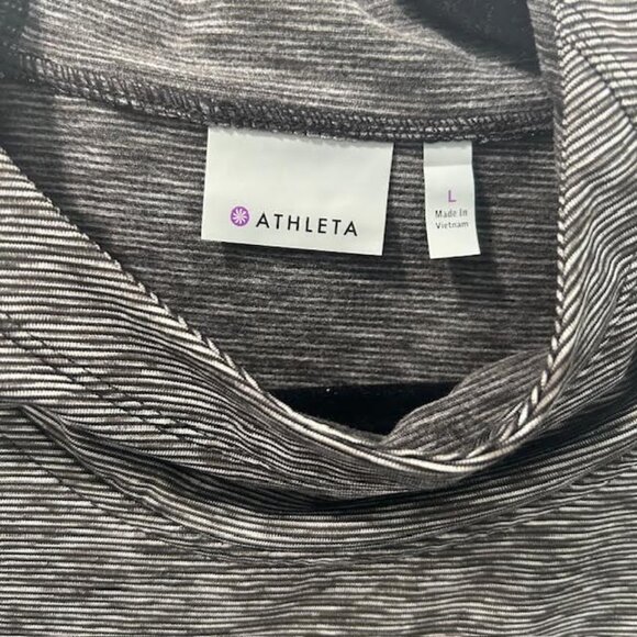 Athleta Techie Sweat Hoodie Pullover Sz L Heathered Black Cowl Neck Athleisure - Picture 5 of 12